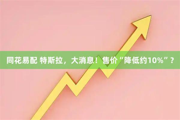 同花易配 特斯拉，大消息！售价“降低约10%”？